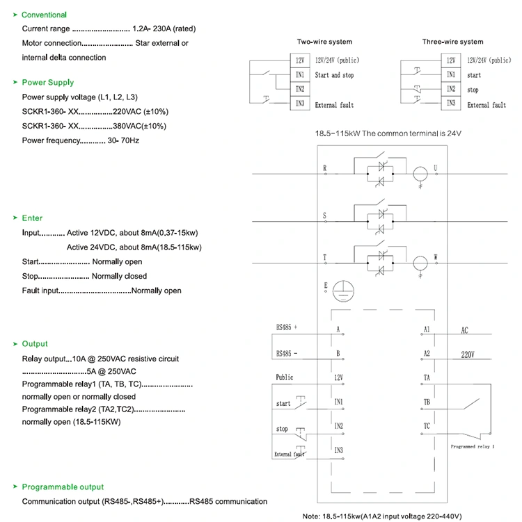 3 phase 380V Built in Bypass Soft Starter 30A 45A